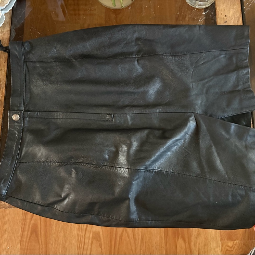 Express Black Leather Pencil Skirt 7/8